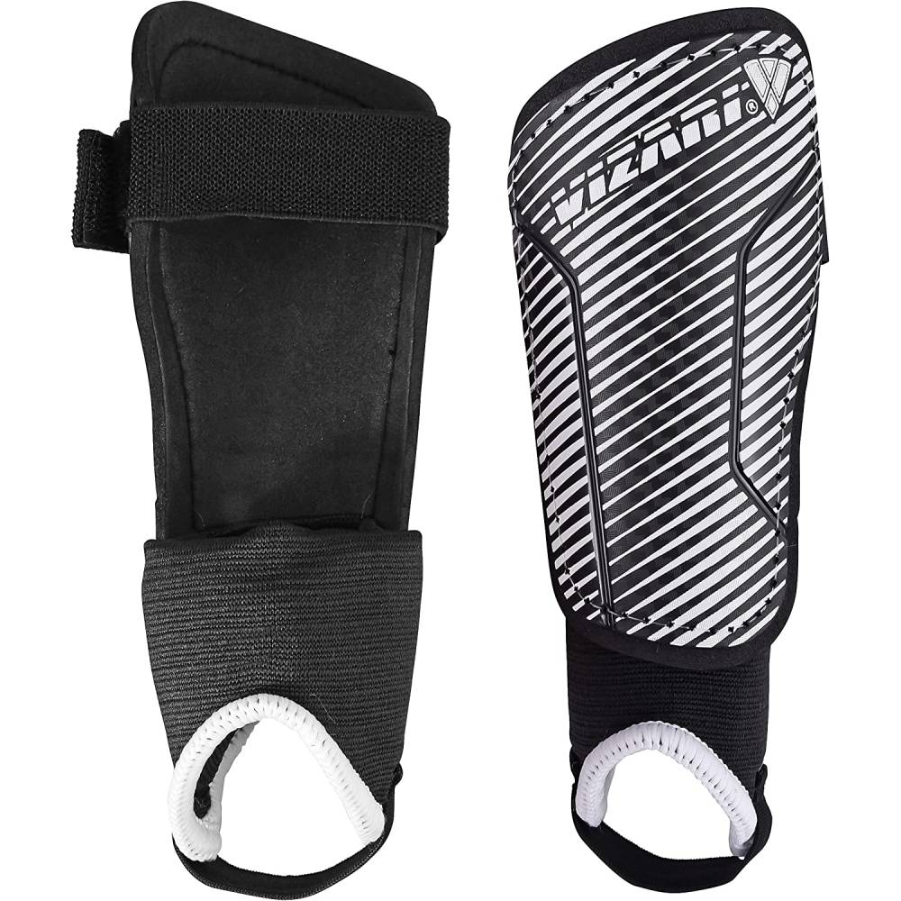 Matera Soccer Shin Guard with Ankle Protection-Black/White - Vizari Sports