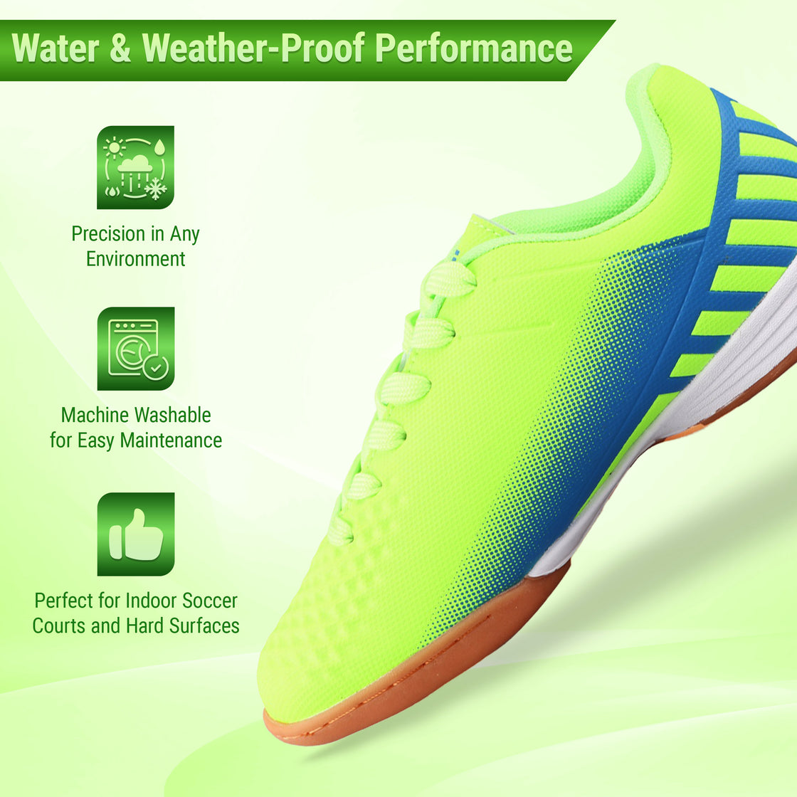 Santos JR Indoor Soccer Shoes -Green/Blue - Vizari Sports
