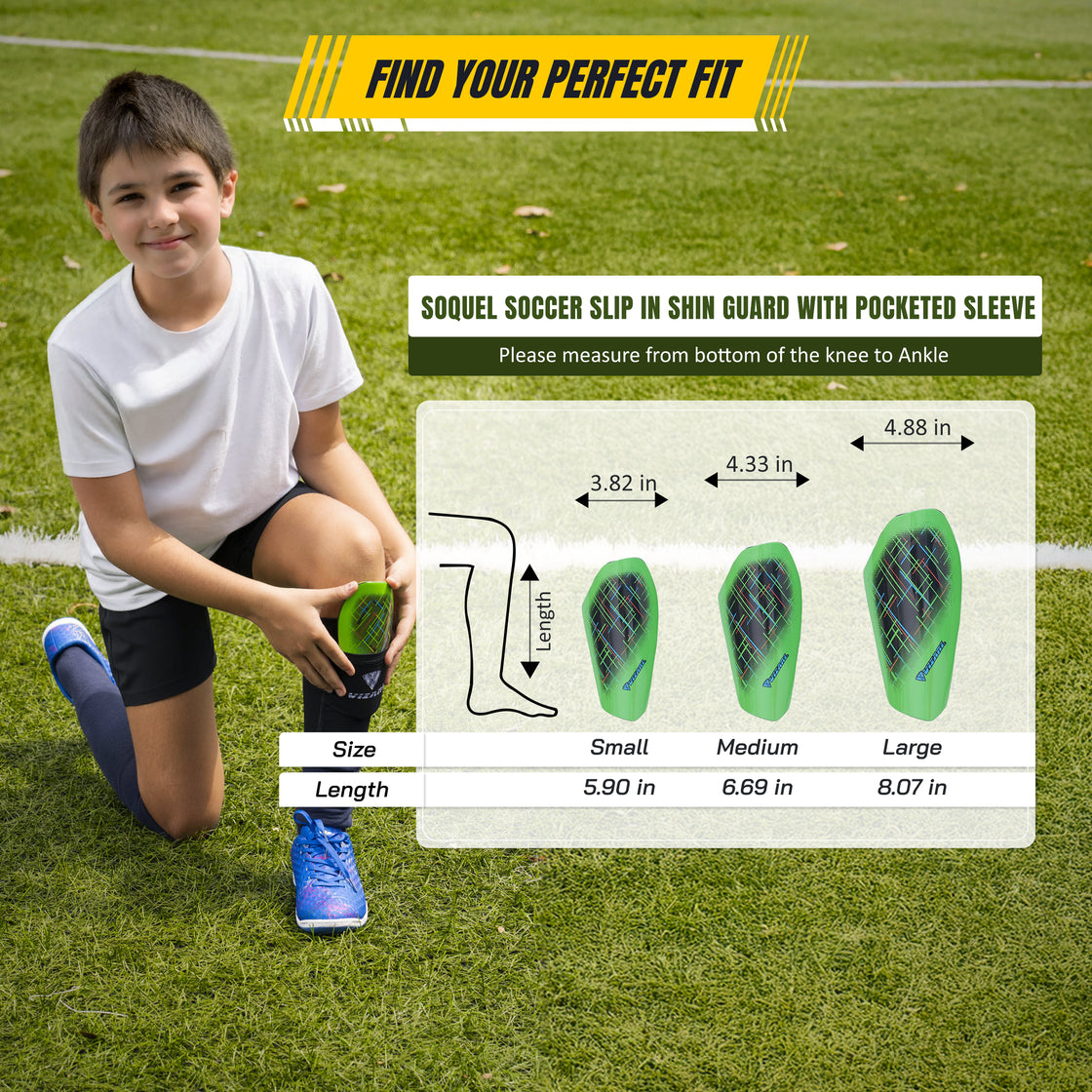 Soquel Soccer Slip in Shin Guard with Pocketed Sleeve-Green/Black - Vizari Sports