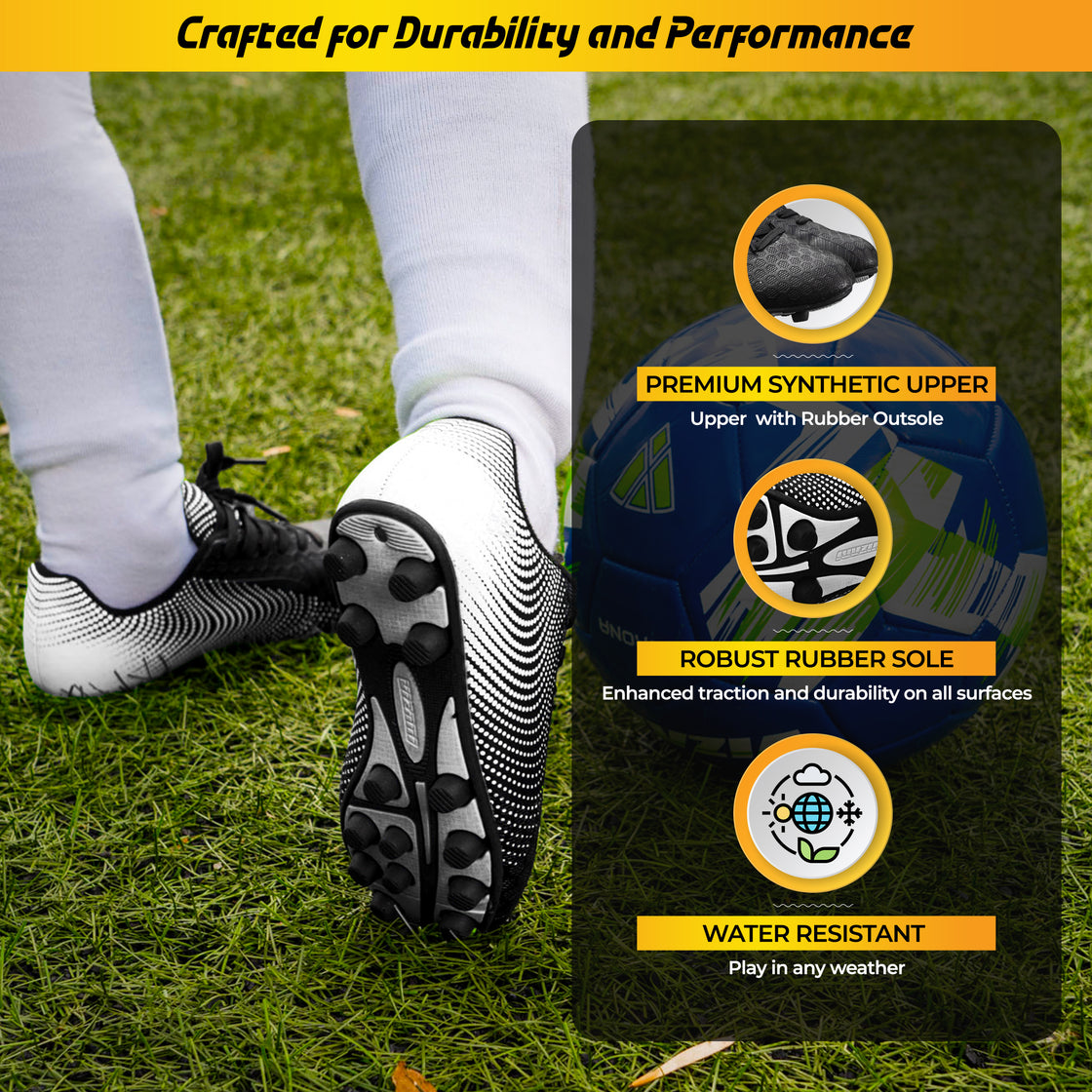 Stealth Firm Ground Soccer Shoes -Black/White - Vizari Sports