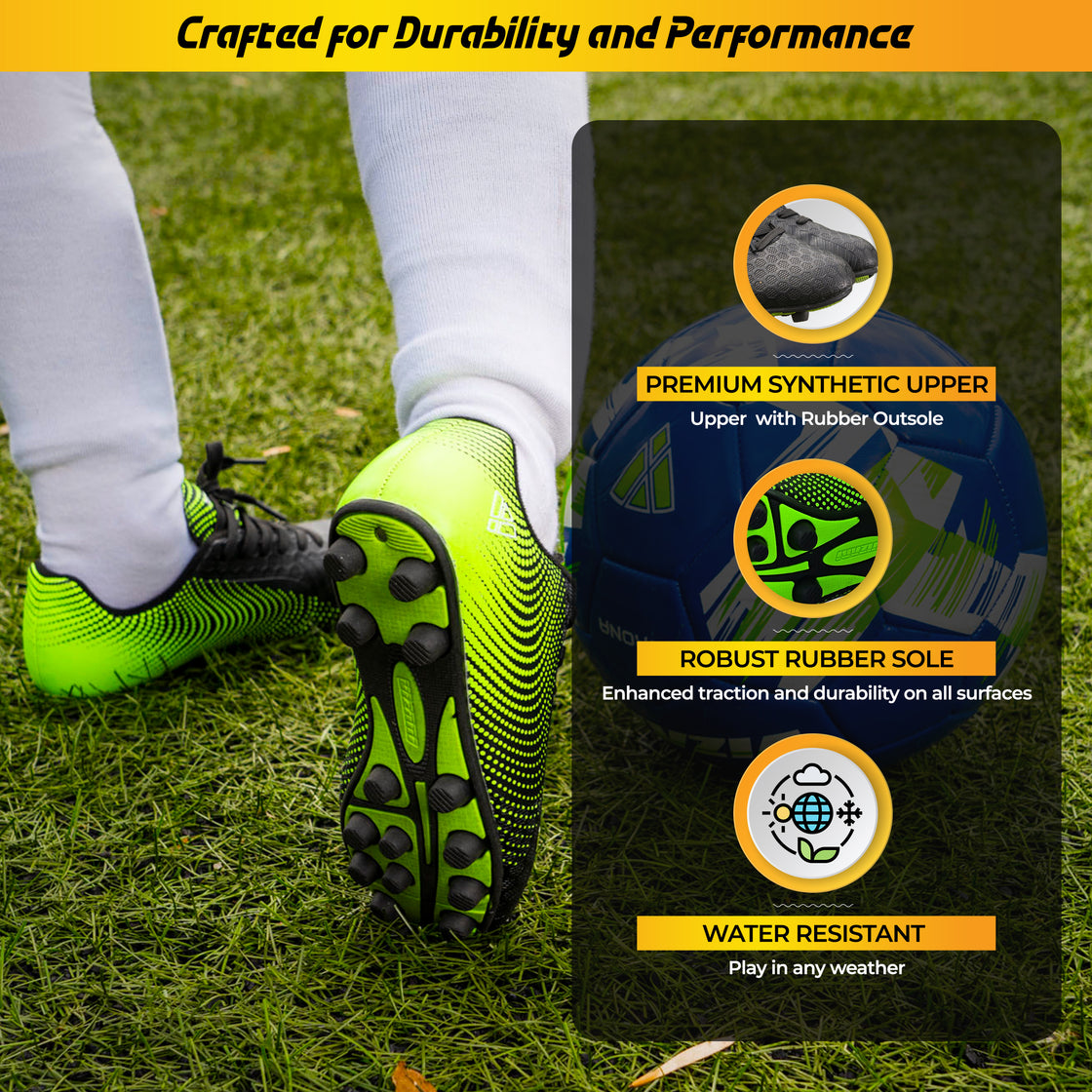Stealth Firm Ground Soccer Shoes -Black/Green - Vizari Sports