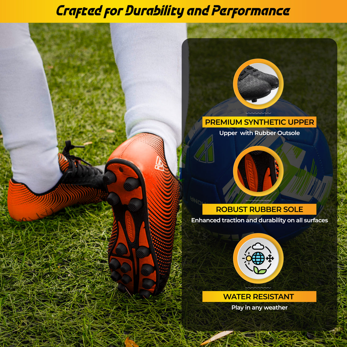 Stealth Firm Ground Soccer Shoes -Black/Orange - Vizari Sports