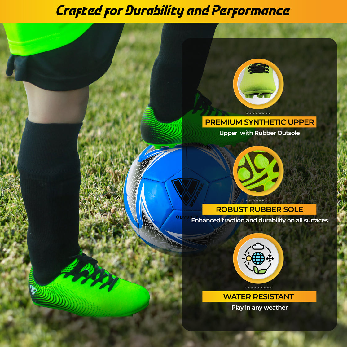 Stealth Firm Ground Soccer Shoes -Green/Black - Vizari Sports