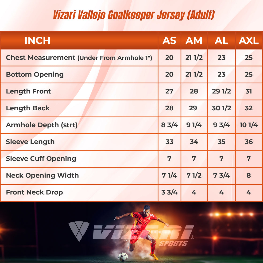 Vallejo Goalkeeper Jersey - Orange/Black - Vizari Sports