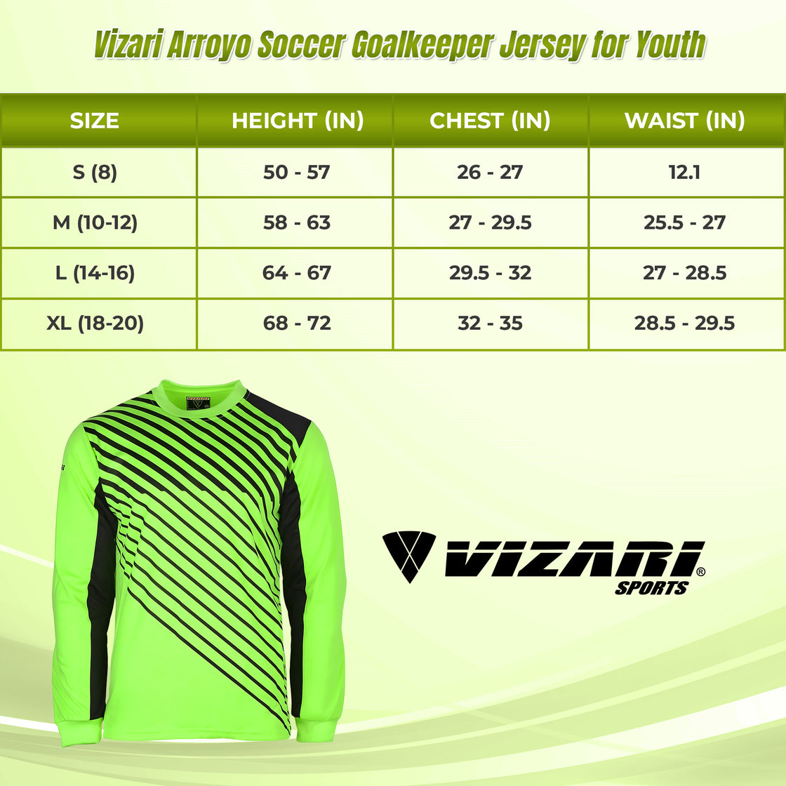 Arroyo Goalkeeping Jersey - Green/Black - Vizari Sports