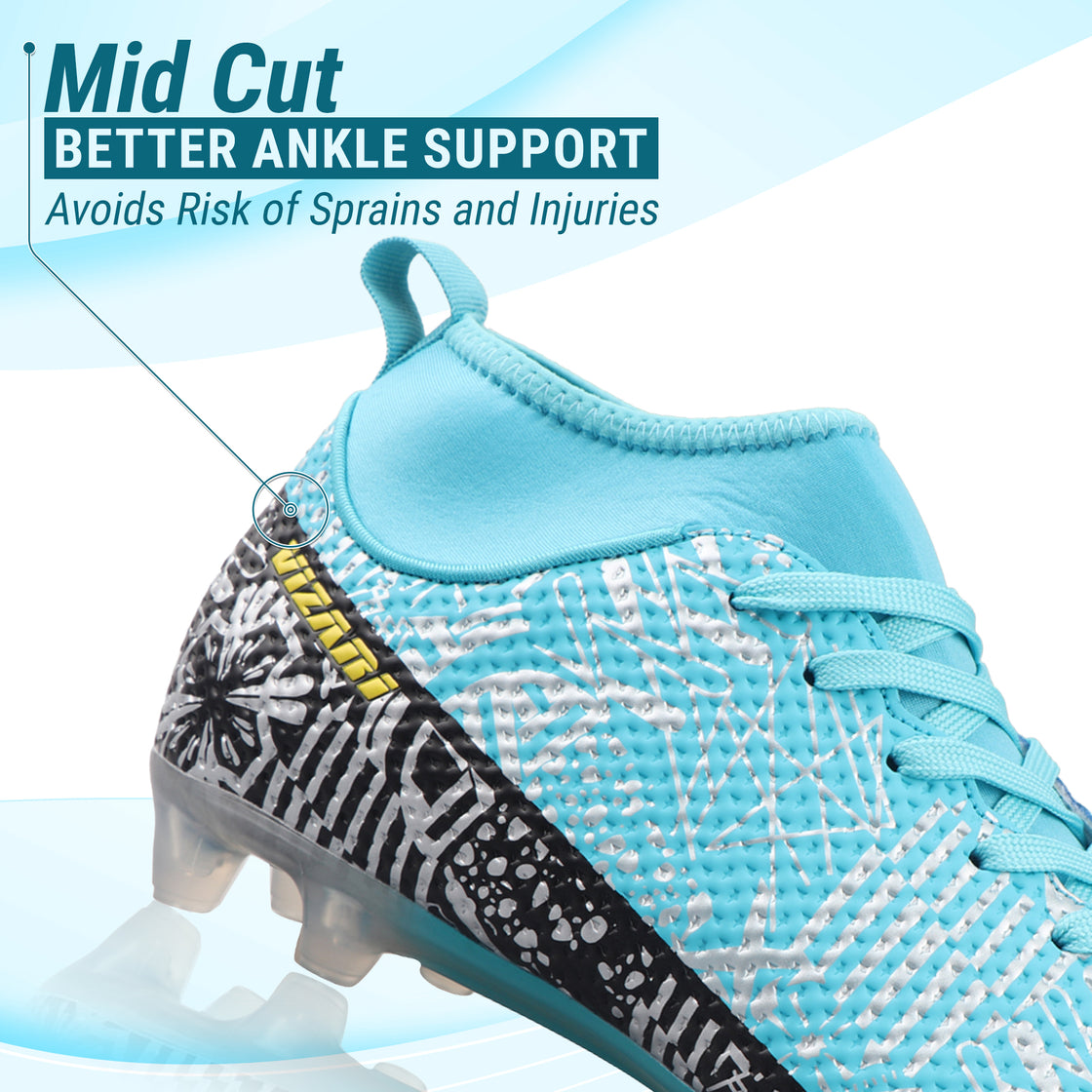 Saco Mid-Cut Adult Firm Ground Soccer Cleats - Mint/Black - Vizari Sports