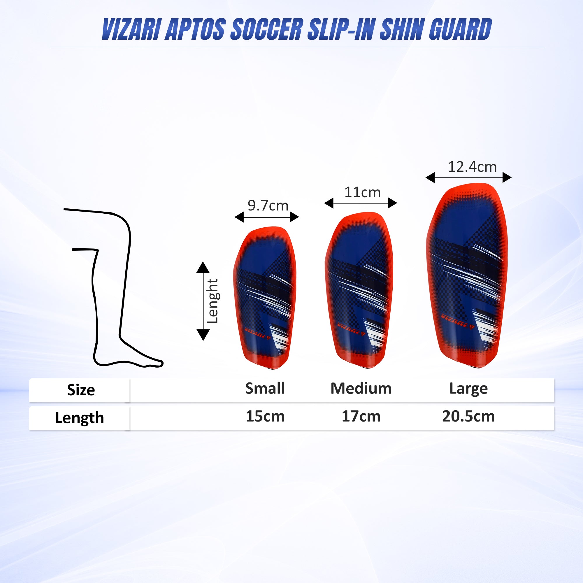 Aptos Soccer Shin Guard with Sleeve-Royal/White