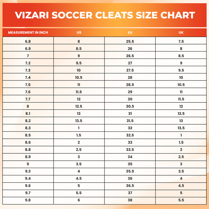 Pair of Vizari Zodiac JR kids firm ground soccer cleats in orange, priced under $30