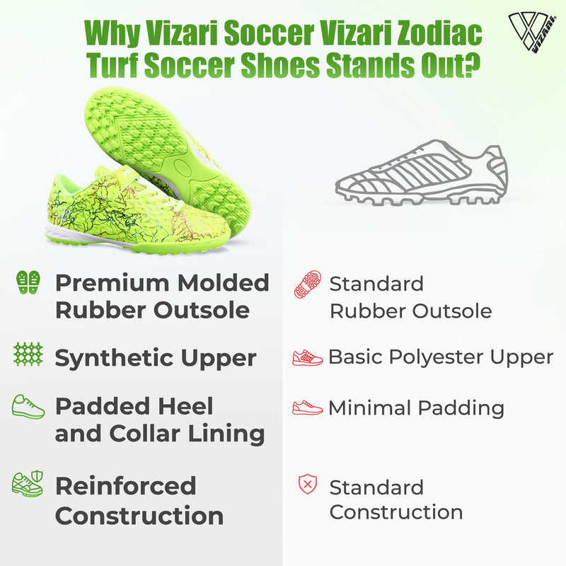 Zodiac Velcro Junior Turf Soccer Shoes - Green