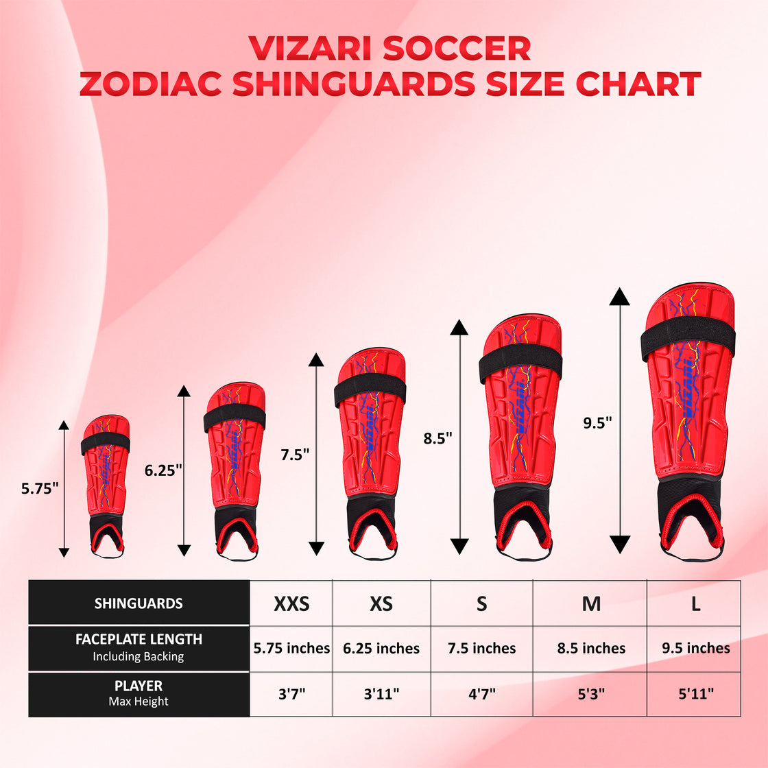 Zodiac Soccer Shin Guard with Detachable Ankle Protection-Red - Vizari Sports