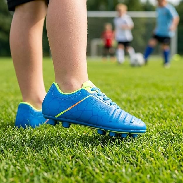 Vizari Catalina Junior. Firm Ground Soccer Shoes – Blue/Lime/Orange