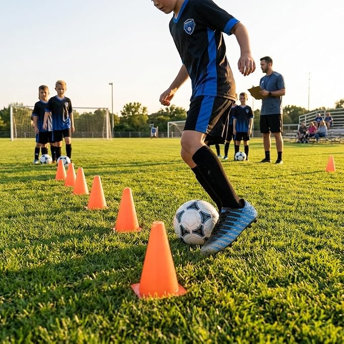 Vizari Bolt Youth Firm Ground Soccer Cleats - Black/Sky/Silver