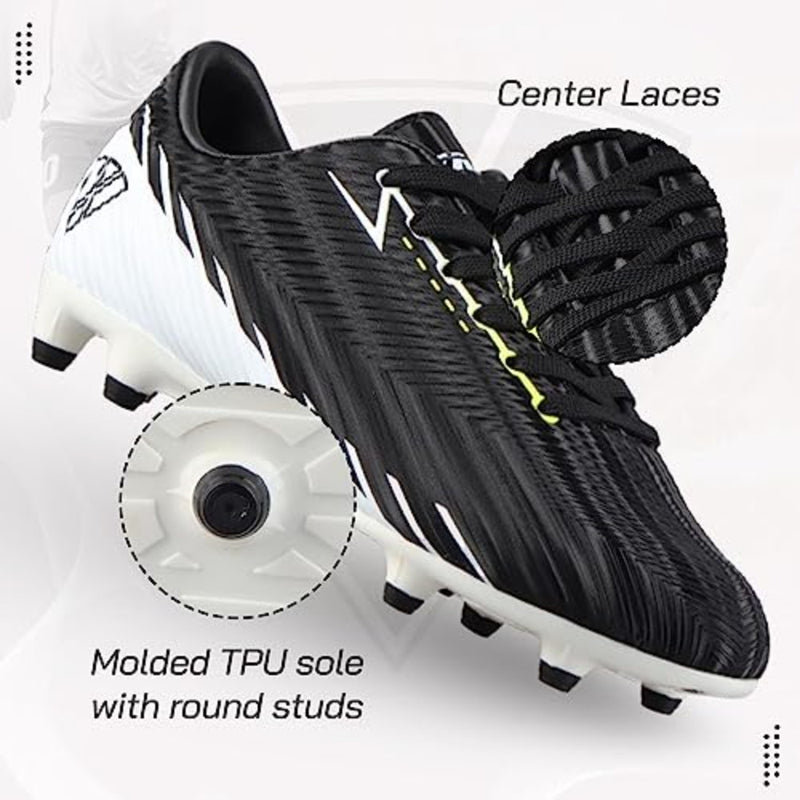 Tesoro Junior Firm Ground Soccer Cleats - Black/White - Vizari Sports