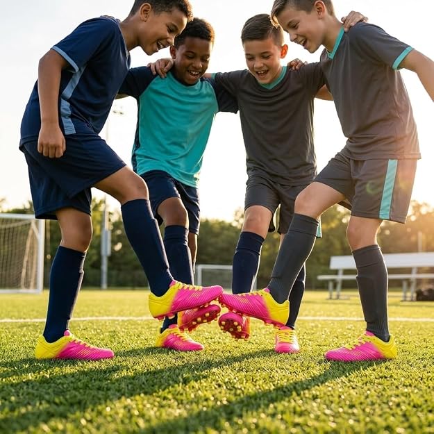 Vizari Liga Kids Firm Ground Soccer Cleats – Pink/Yellow
