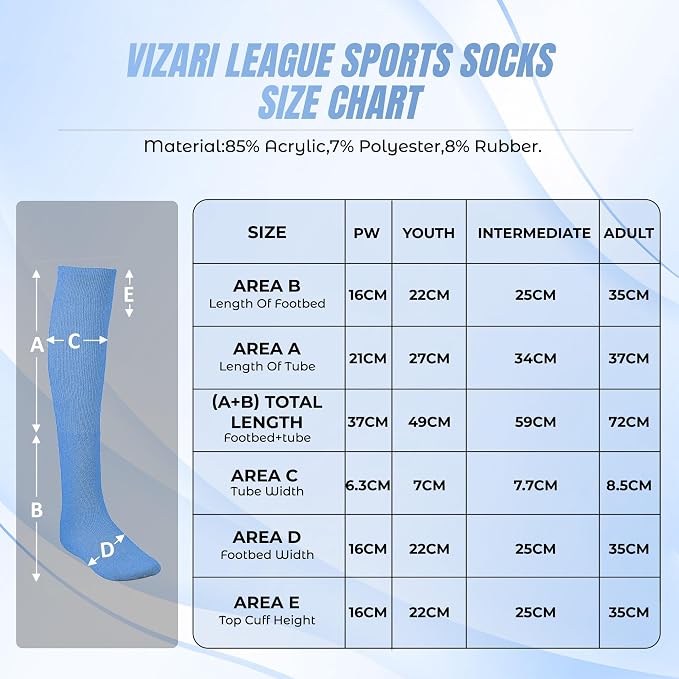 Vizari Sports League Soccer Sock - Sky Blue