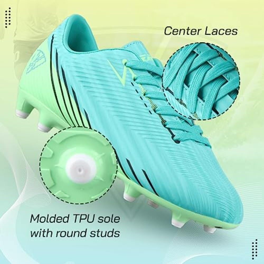 Tesoro Junior Firm Ground Soccer Cleats - Aqua/Mint