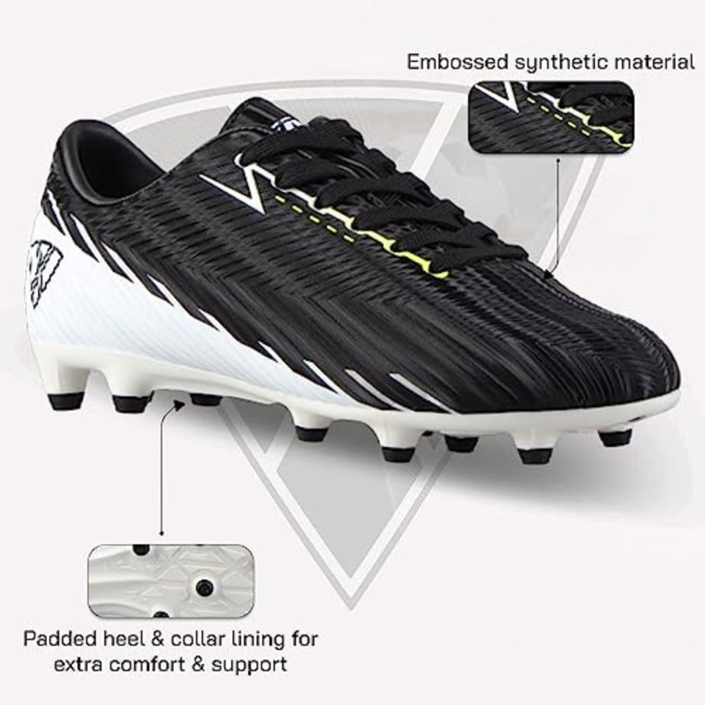 Tesoro Junior Firm Ground Soccer Cleats - Black/White - Vizari Sports