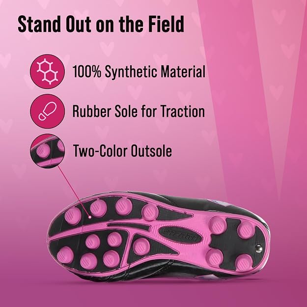 Vizari Shiny Retro Hearts Firm Ground Soccer Cleats– Black/Pink