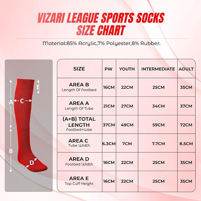Vizari League Soccer Sock - Red