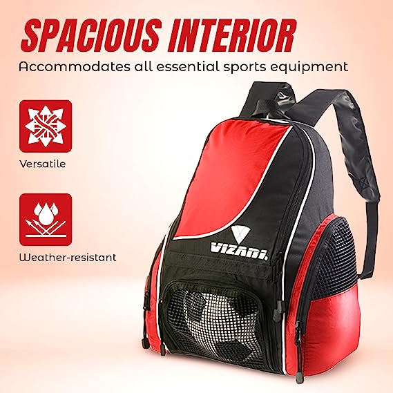 Solano Soccer Sport Backpack-Red - Vizari Sports