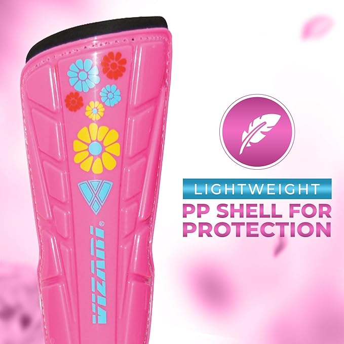Vizari Blossom Soccer Shin Guards for Kids & Adult with One Pair of Socks - Pink - Vizari Sports