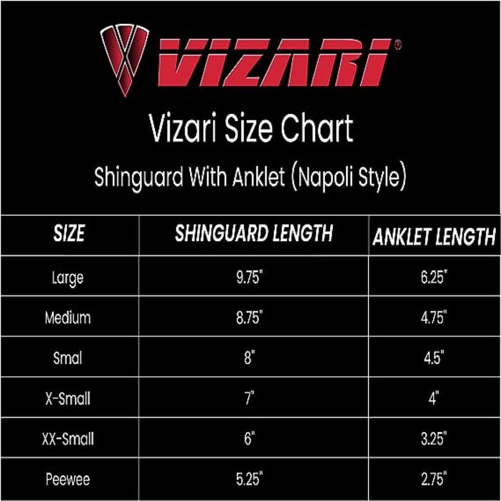 Vizari Napoli Soccer Shin Guards For Boys and Girls - Black/Silver