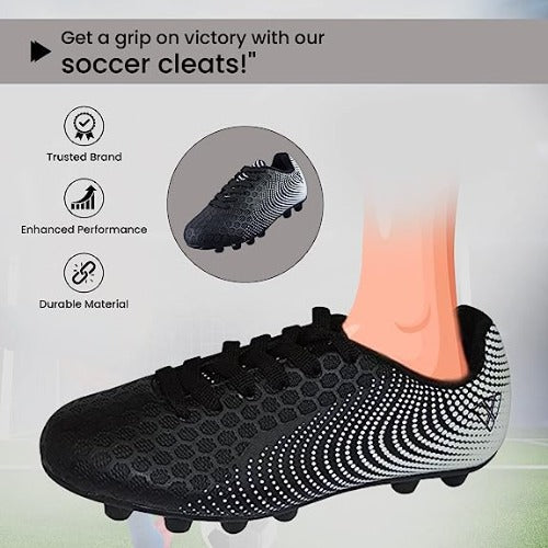 Youth Stealth Firm Ground Soccer Shoes -Black/White - Vizari Sports