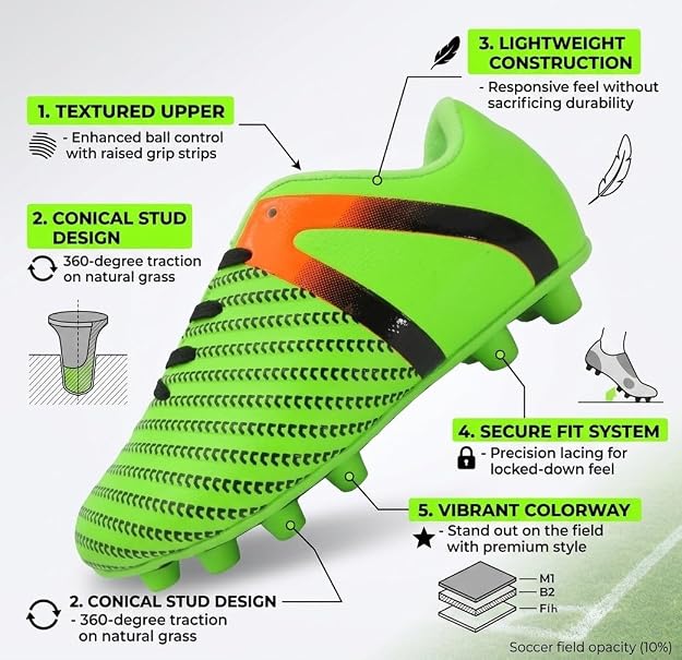 Vizari Impact Firm Ground Soccer Shoes – Green/Orange