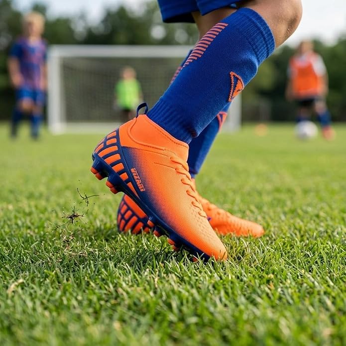 Vizari Santos Junior FG Mid Cut Soccer Shoes – Orange/Blue