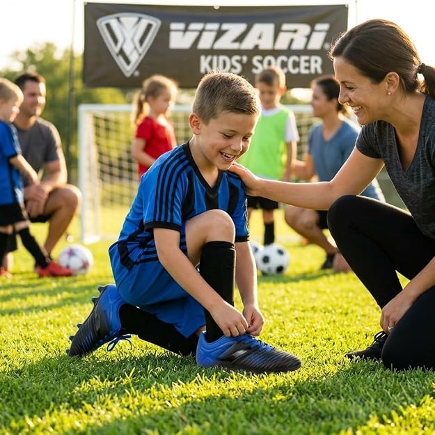 Vizari Liga Kids FG Soccer Cleats - Black/Blue