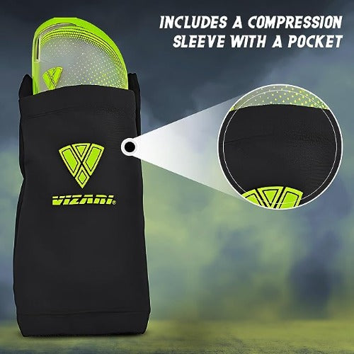 Atletico Soccer Shin Guard with Compression Pocket Sleeve - Green/Grey