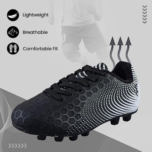 Youth Stealth Firm Ground Soccer Shoes -Black/White - Vizari Sports