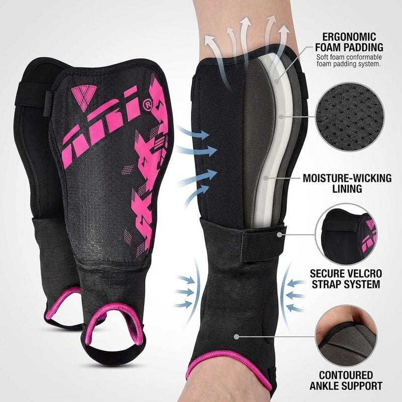 Vizari Napoli Soccer Shin Guards – Black/Pink