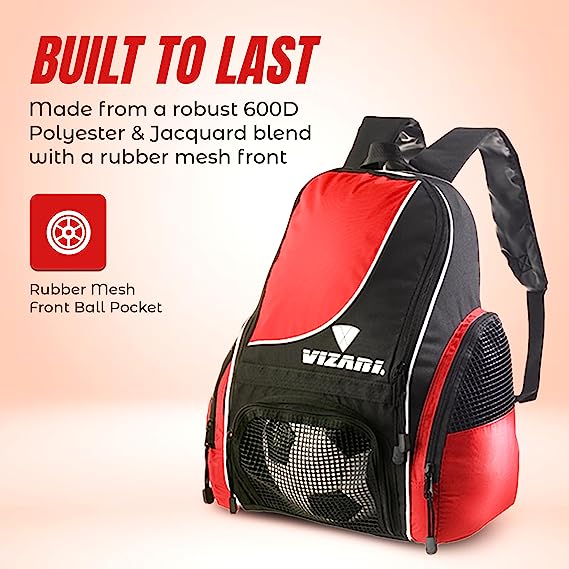 Solano Soccer Sport Backpack-Red - Vizari Sports