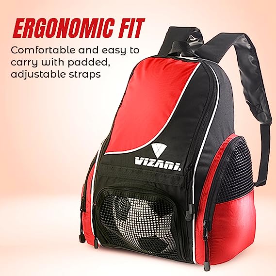 Solano Soccer Sport Backpack-Red - Vizari Sports