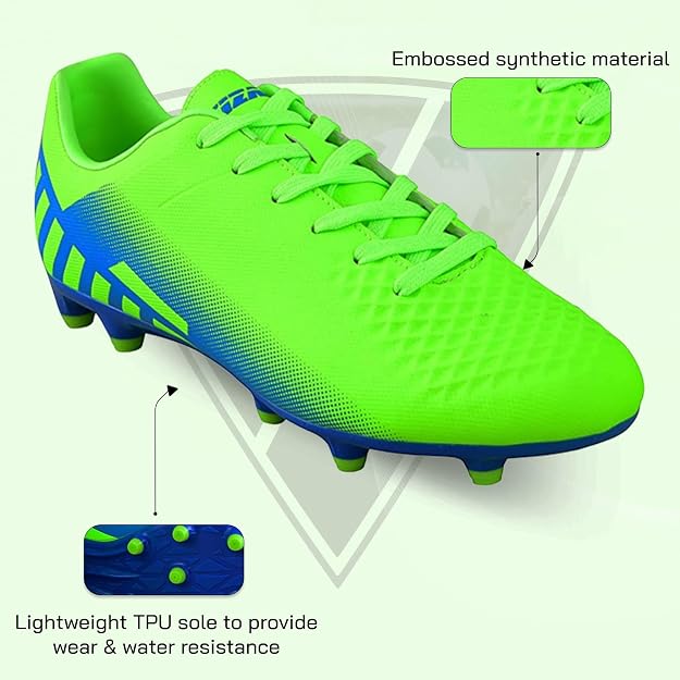 Vizari Santos Junior. Firm Ground Soccer Shoes – Green/Blue