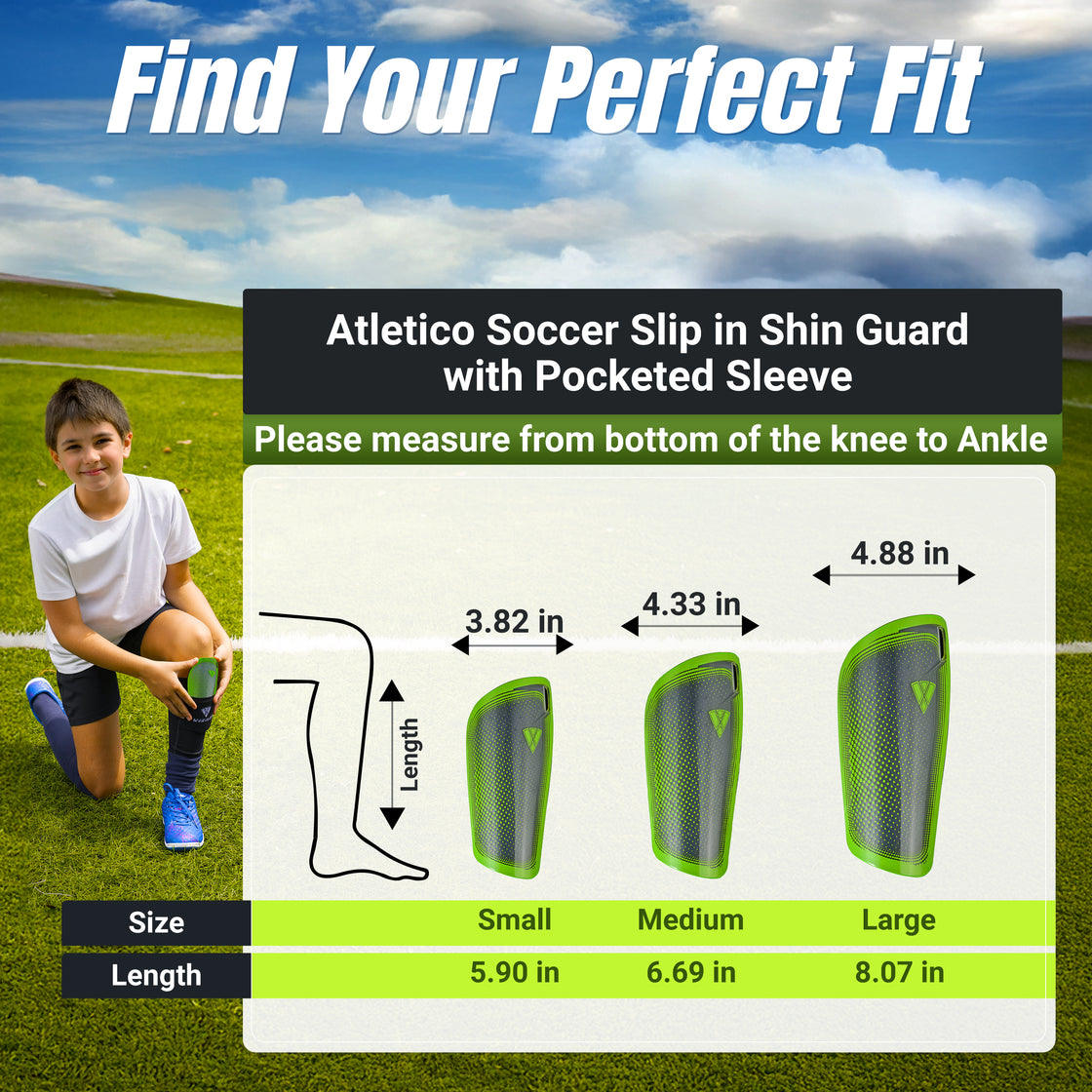 Atletico Soccer Shin Guard with Compression Pocket Sleeve - Green/Grey - Vizari Sports