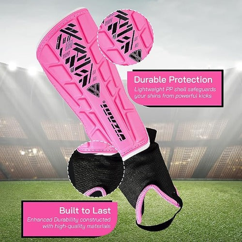Malaga Soccer Shin Guard with Adjustable Straps-Pink