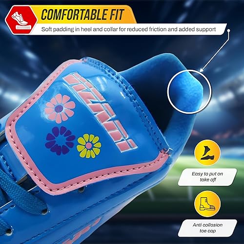 Vizari Blossom Fg Youth Soccer Shoes with Two Pair of Socks - Blue/Pink - Vizari Sports