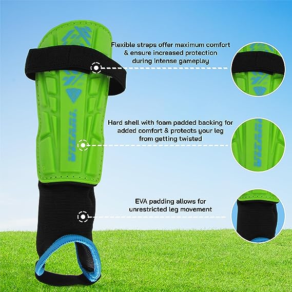 Malaga Soccer Shin Guard with Adjustable Straps-Green - Vizari Sports
