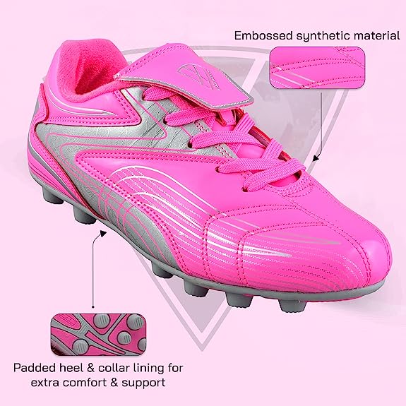 Striker Firm Ground Soccer Shoes - Pink/Silver