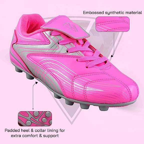 Striker Firm Ground Soccer Shoes -Pink/Silver - Vizari Sports