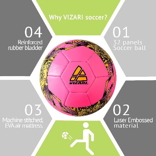 Toledo Soccer Ball-Pink/Neon Yellow - Vizari Sports