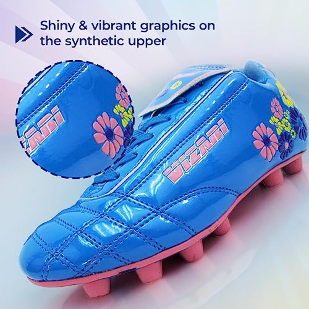 Blossom Firm Ground Soccer Shoes-Blue/Pink