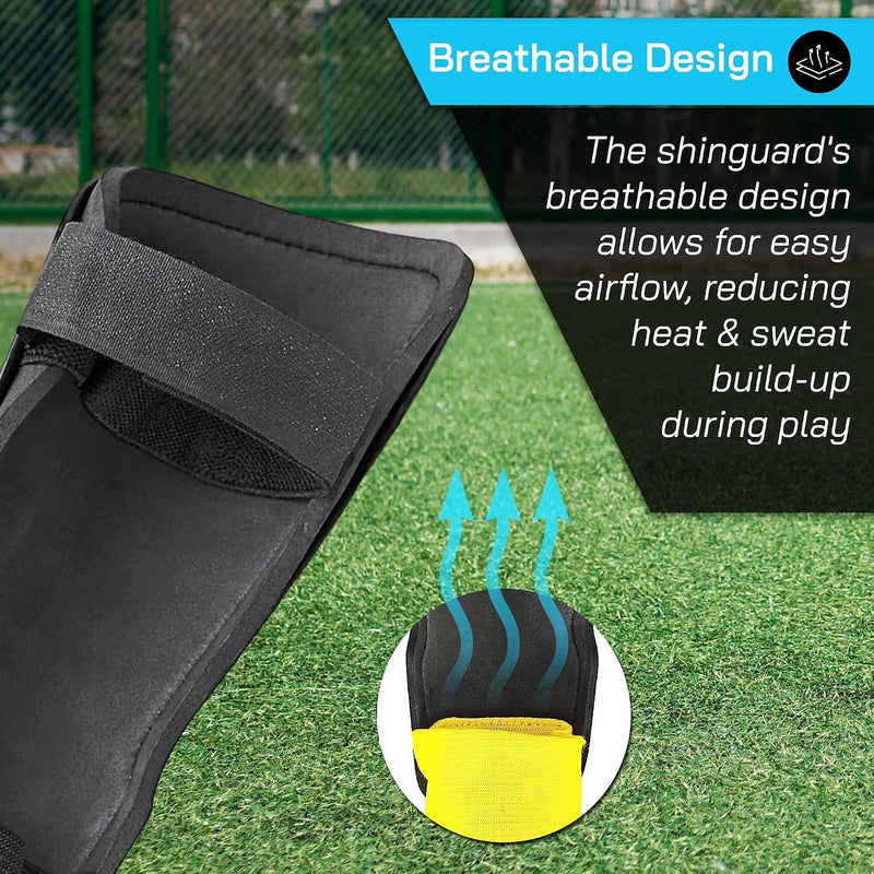 Vizari Malaga Soccer Shin Guards for Youth & Adults -Lightweight Ankle Protection – Sky/Yellow