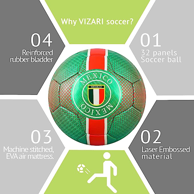 Y18 Mexico Soccer Ball - Green - Vizari Sports