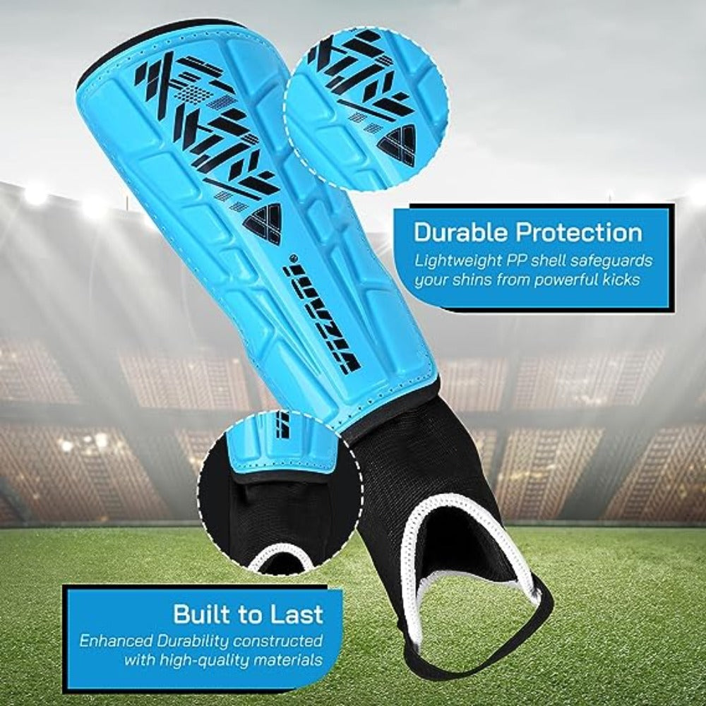 Malaga Soccer Shin Guard with Adjustable Straps-Blue/Black - Vizari Sports