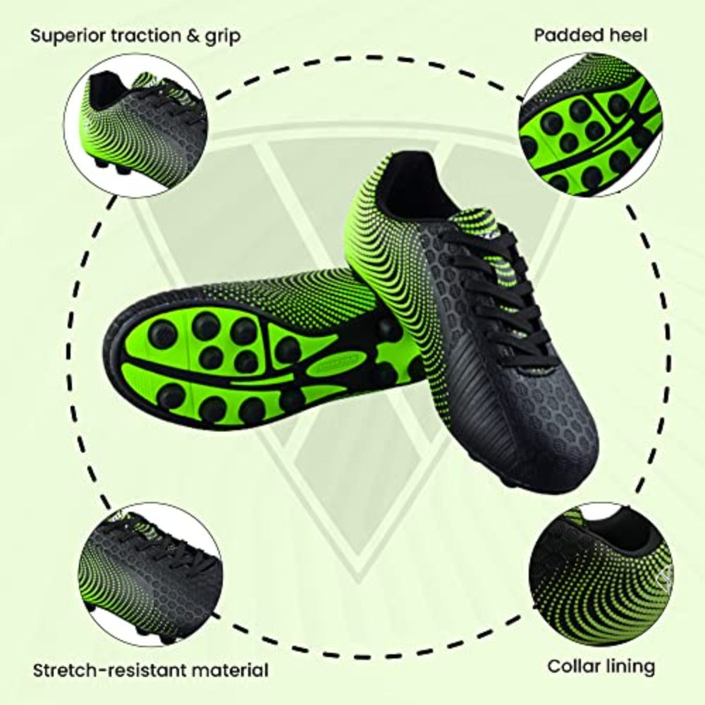 Stealth Firm Ground Soccer Shoes -Black/Green - Vizari Sports