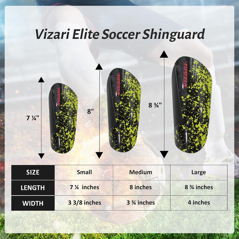 Vizari Sports Elite Soccer Shin Guard with Compression Sleeve, Black/Yellow/Red