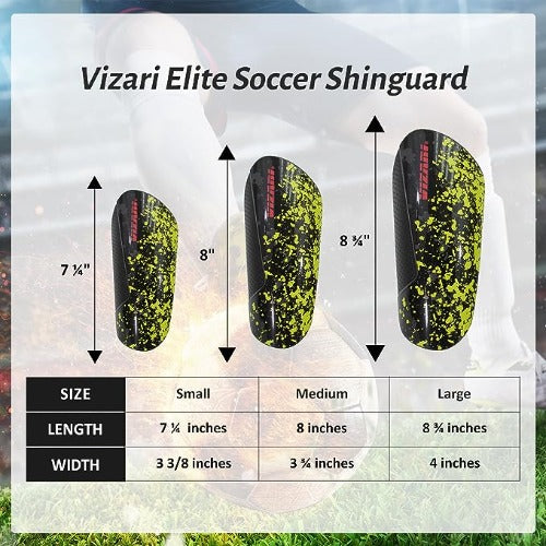 Elite Soccer Shin Guard with Compression Sleeve-Black/Yellow/Red - Vizari Sports